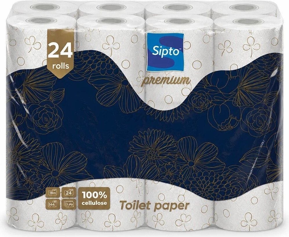 Туалетная бумага Sipto Premium 3-х слойная (24рул, белый)