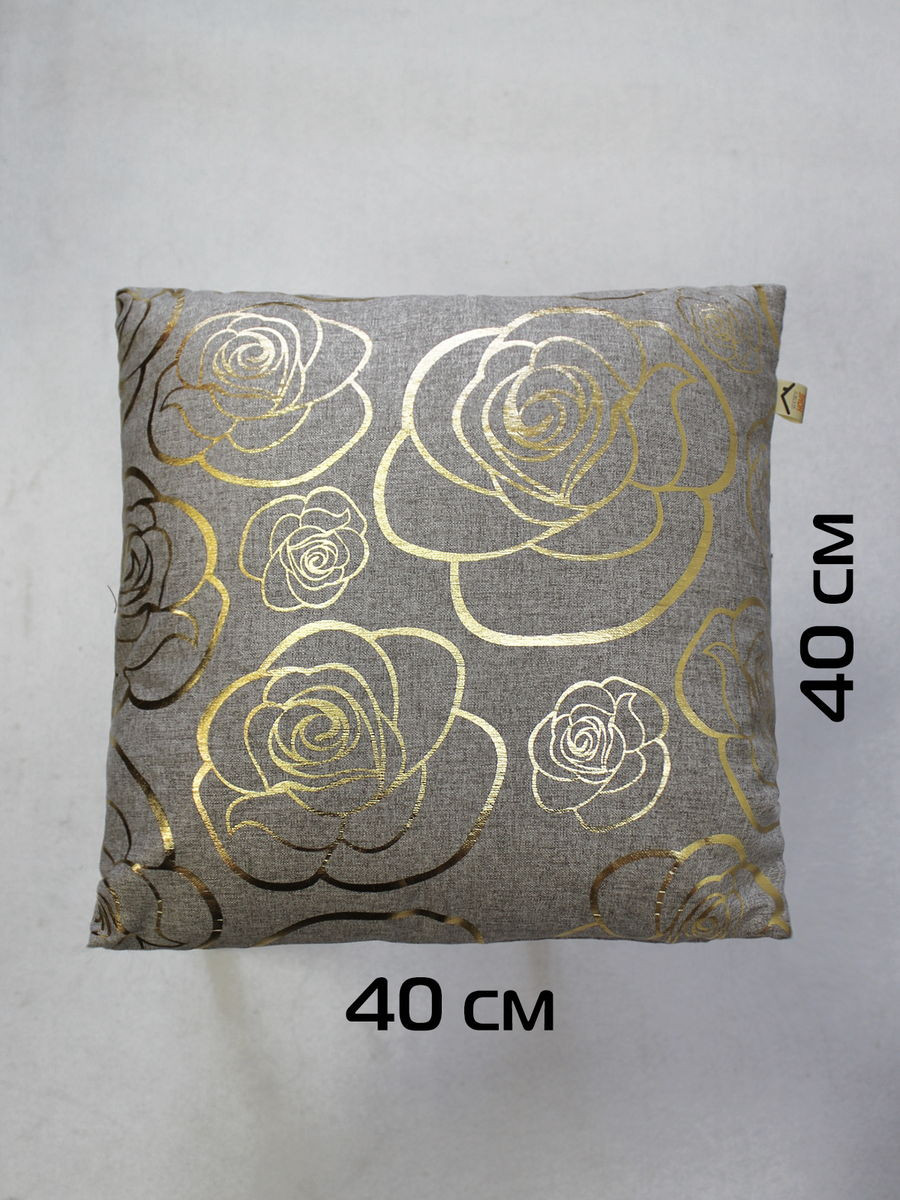 Подушка декоративная MATEX Luxury Line. Розочки / 42-778 (светло-золотистый/серый) — фото 4