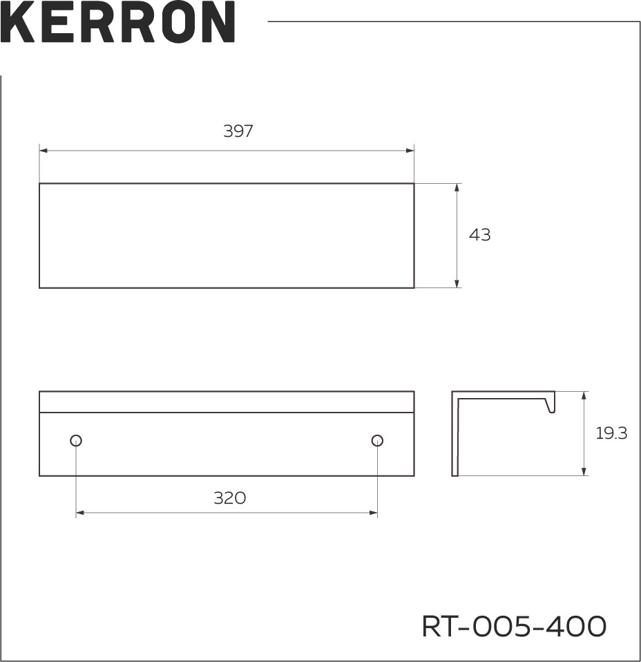 Ручка для мебели Kerron RT-005-400 SC (матовый хром) — фото 5