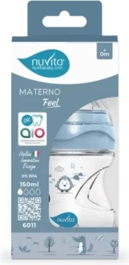Бутылочка для кормления Nuvita Антиколиковая Materno Feel 6011 / NU-ALMB0061 (150мл, голубой) — фото 3