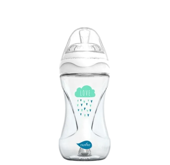 Бутылочка для кормления Nuvita Антиколиковая Glass Collection 6033 / NU-ALMB1041 (240мл, белый/зеленый) — фото 1