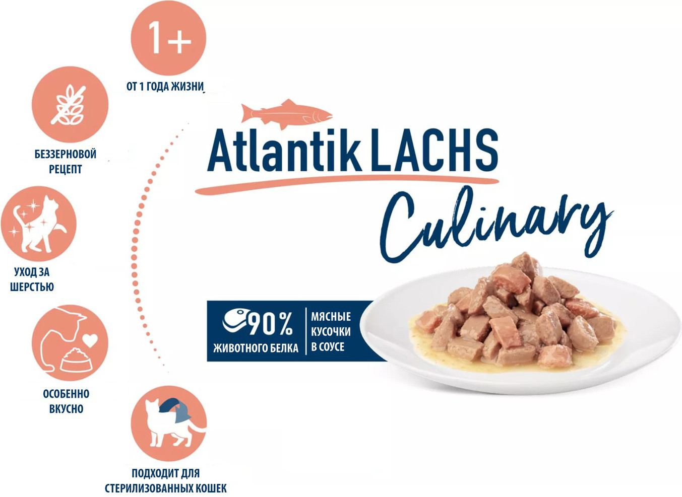 Влажный корм для кошек Happy Cat Atlantik Lachs атлантический лосось (20х85г) — фото 2