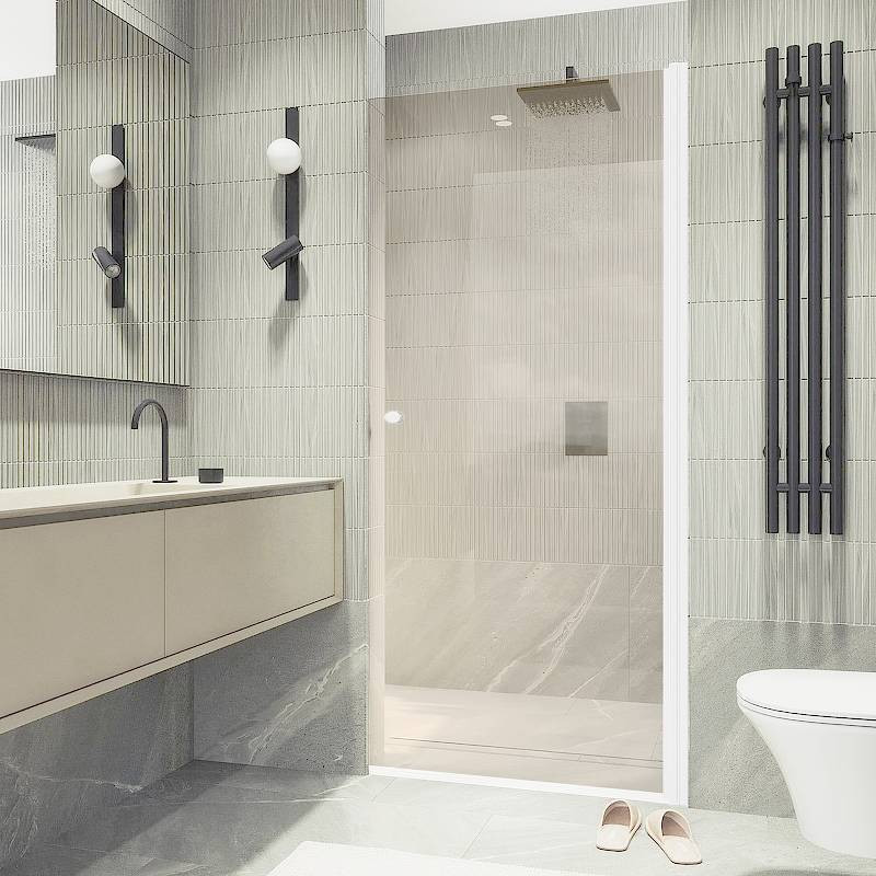 Душевая дверь MaybahGlass 198x60 / MGD-797-1 (бесцветный/белый матовый) — фото 1