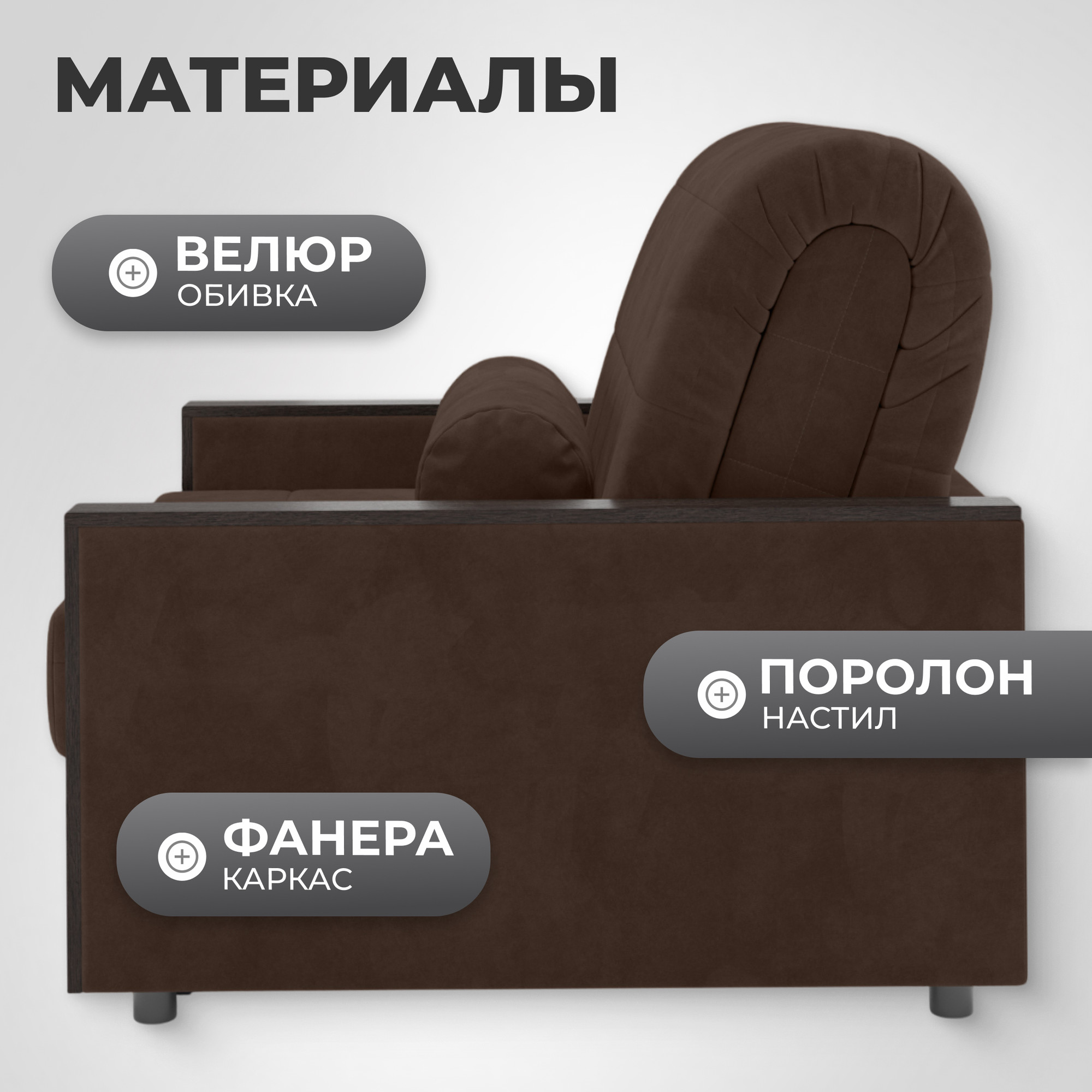 Кресло-кровать Mio Tesoro Мэрилин 062 К АТС80 (коричневый Ultra Chocolate) — фото 4