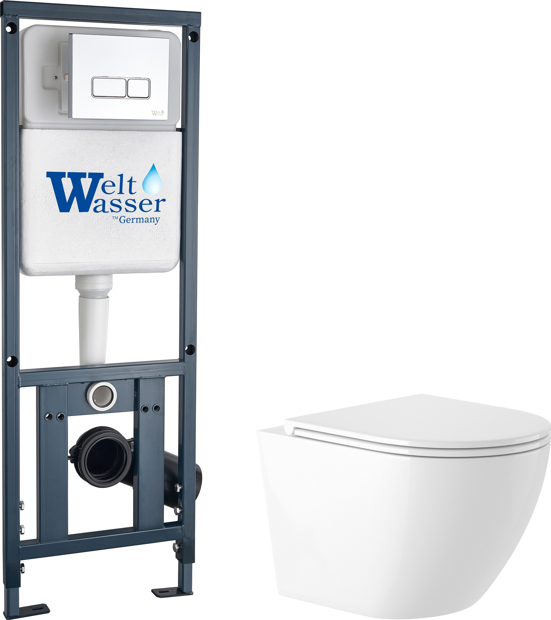 Унитаз подвесной с инсталляцией Saniteco KW-9003W + 410 + 410 SE CR