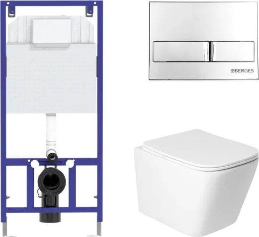 Унитаз подвесной с инсталляцией Saniteco KW-9004WS + 525 040000 + L3 040013