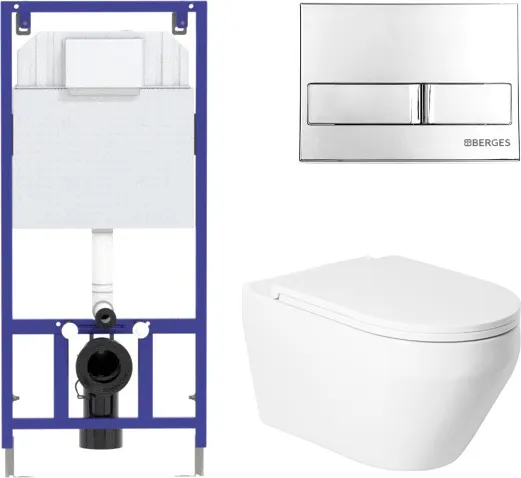 Унитаз подвесной с инсталляцией Saniteco KW-9009W + 525 040000 + L3 040013