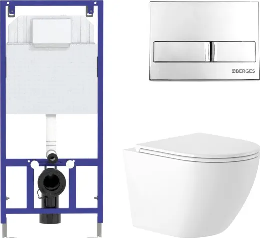 Унитаз подвесной с инсталляцией Saniteco KW-9003W + 525 040000 + L3 040013