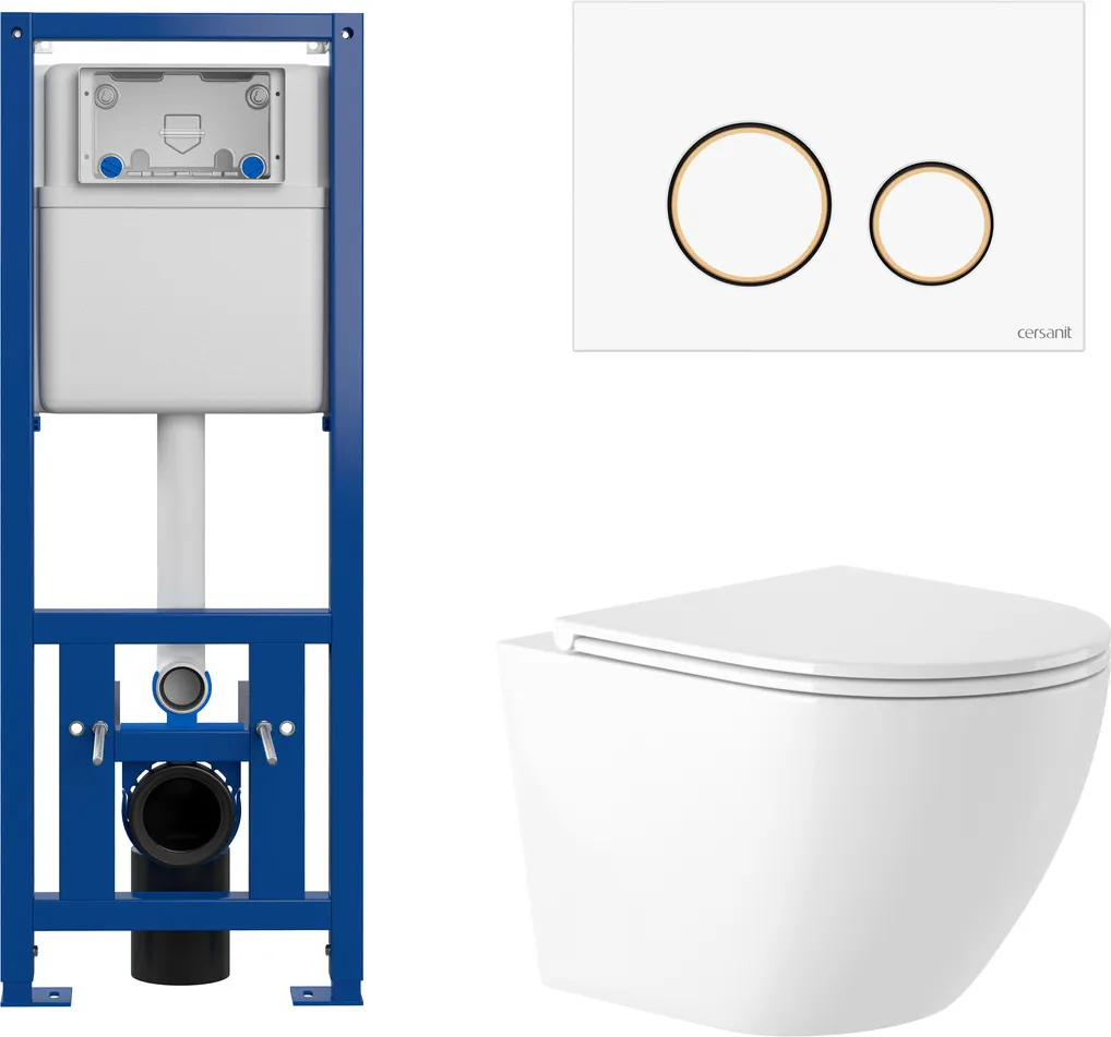 Унитаз подвесной с инсталляцией Saniteco KW-9003W + 63535 + S-IN-MZ-LINK_PRO