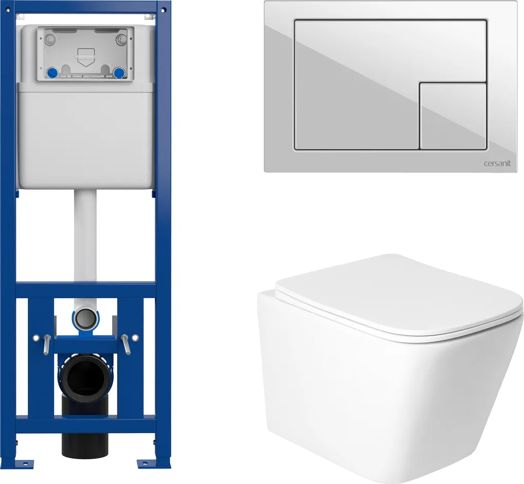 Унитаз подвесной с инсталляцией Saniteco KW-9004WS + 64077 + S-IN-MZ-LINK_PRO