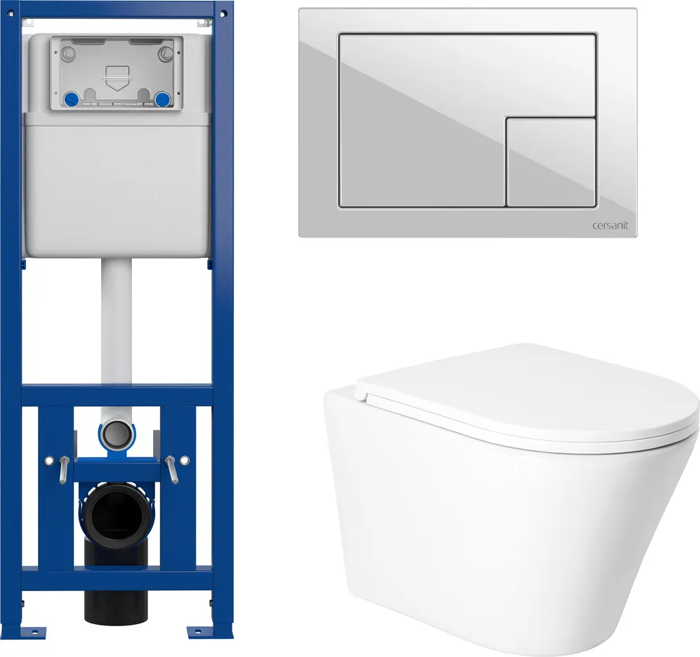 Унитаз подвесной с инсталляцией Saniteco KW-9005W + 64077 + S-IN-MZ-LINK_PRO