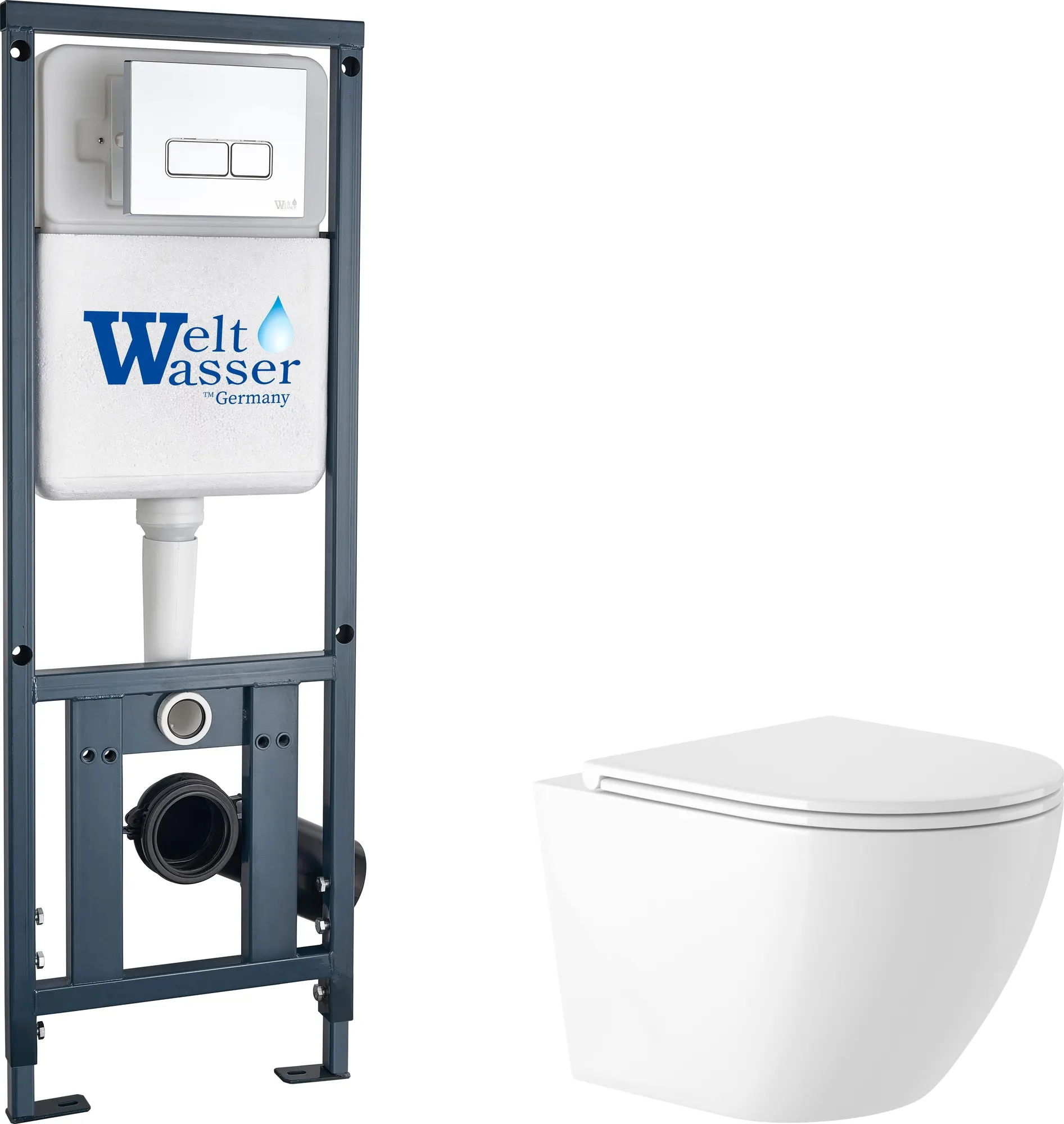 Унитаз подвесной с инсталляцией Saniteco KW-9003W + Marberg 410 SE CR + Marberg 410