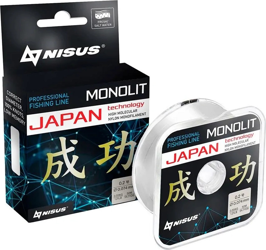 Леска монофильная Nisus Nylon Transparent N-MO-0.074-50