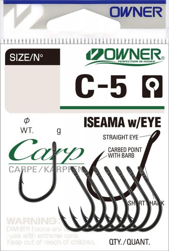 Набор крючков рыболовных Owner Carp Iseama w/eye BC №3 / 53265-03 (9шт)