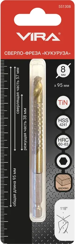 Сверло Vira Кукуруза HEX 8мм — фото 4
