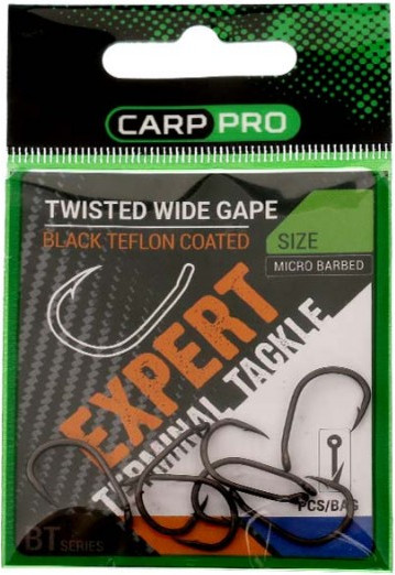 Набор крючков рыболовных Carp Pro Twisted Wide Gape BT Series № 8 / CPTWGT8