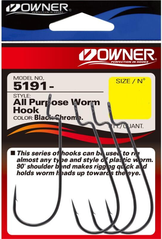 Набор крючков рыболовных Owner All Purpose Worm Hook BC №4/0 / 5191-141 (4шт)