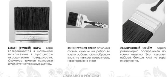 Кисть малярная Decor Black White для грунта / 840-035 (35х15мм) — фото 2