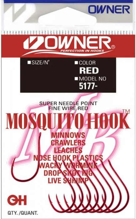 Набор крючков рыболовных Owner Mosquito Hook red №4 / 5177-073 (10шт)