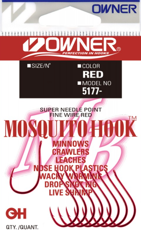 Набор крючков рыболовных Owner Mosquito Hook red №8 / 5177-033 (11шт)
