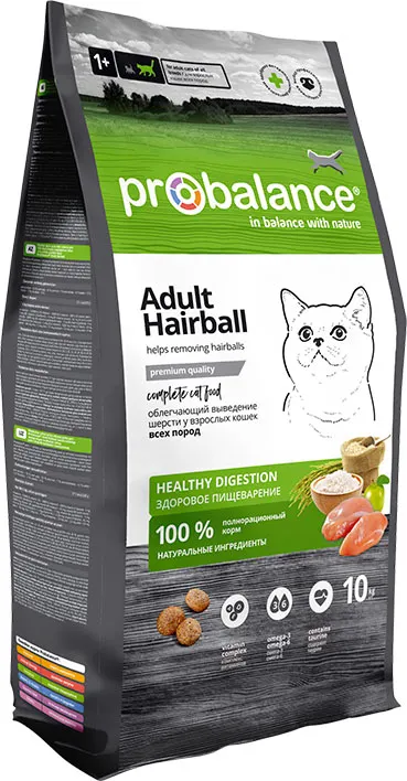 Сухой корм для кошек ProBalance Hairball вывод шерсти (10кг)