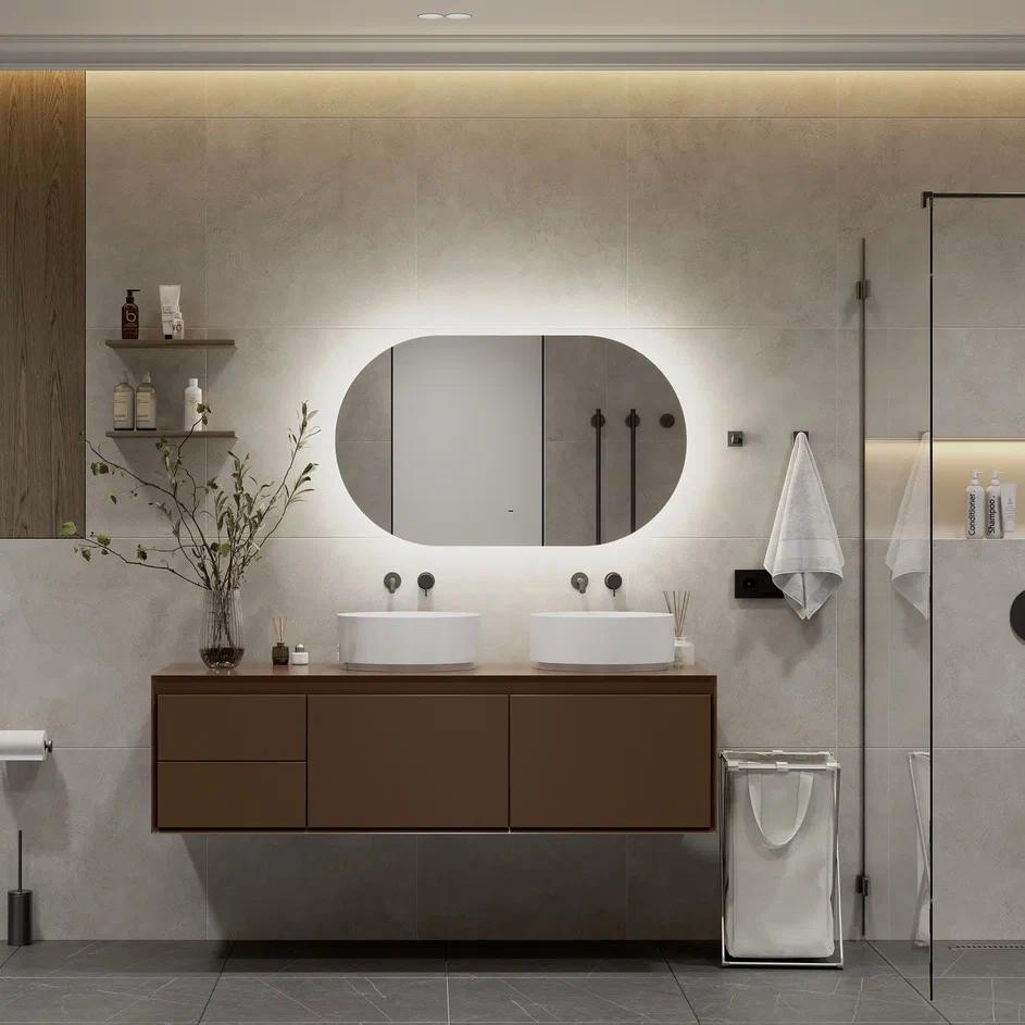 Зеркало Континент Fleur LED 65х110 (ореольная холодная подсветка, с бесконтактным сенсором) — фото 4