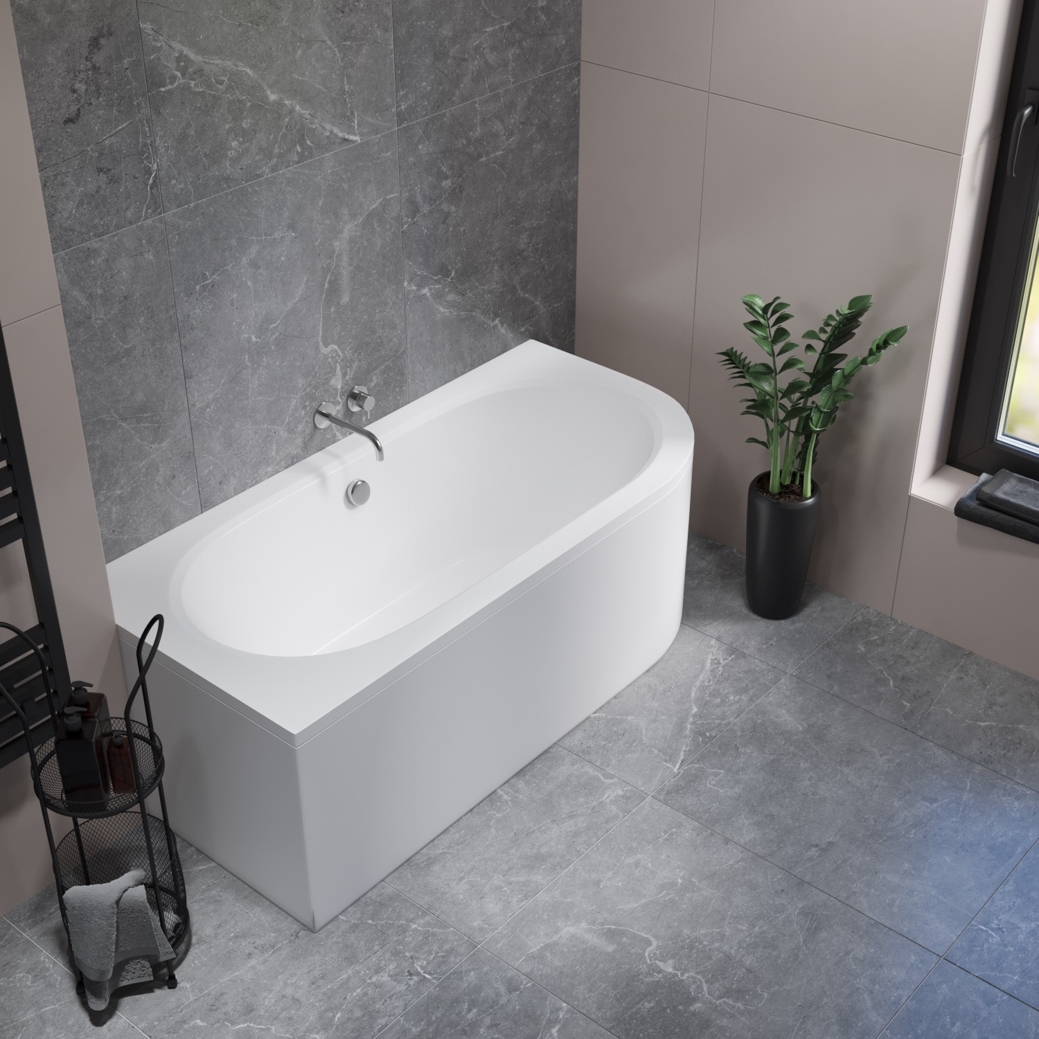 Ванна акриловая Lauter Bliss 160х75 L / 21201061L (с ножками и лицевым экраном) — фото 6