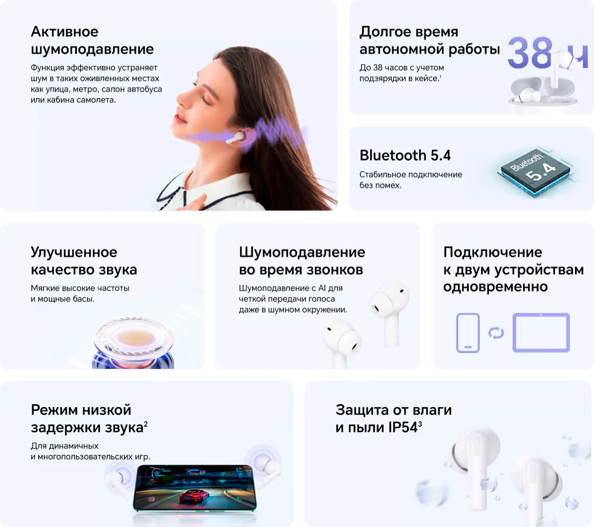 Беспроводные наушники HONOR Choice Earbuds X7 Lite / MZT-ME00 (белый) — фото 2