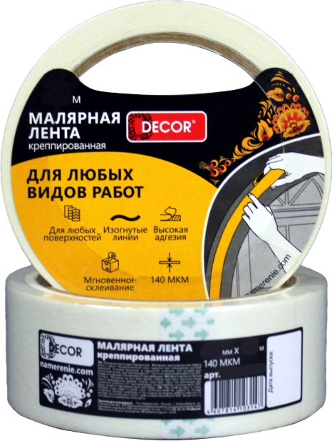Лента малярная Decor 25мм 25м 140мкм 789-2525 (креппированная)
