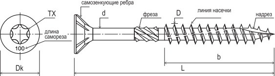 Саморез MFIX Конструкционный потайной по дереву 5.0x100 TORX 25 (50шт) — фото 4