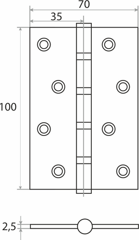 Петля дверная Trodos 100x70x2.5 б/к накладная (черный никель) — фото 5