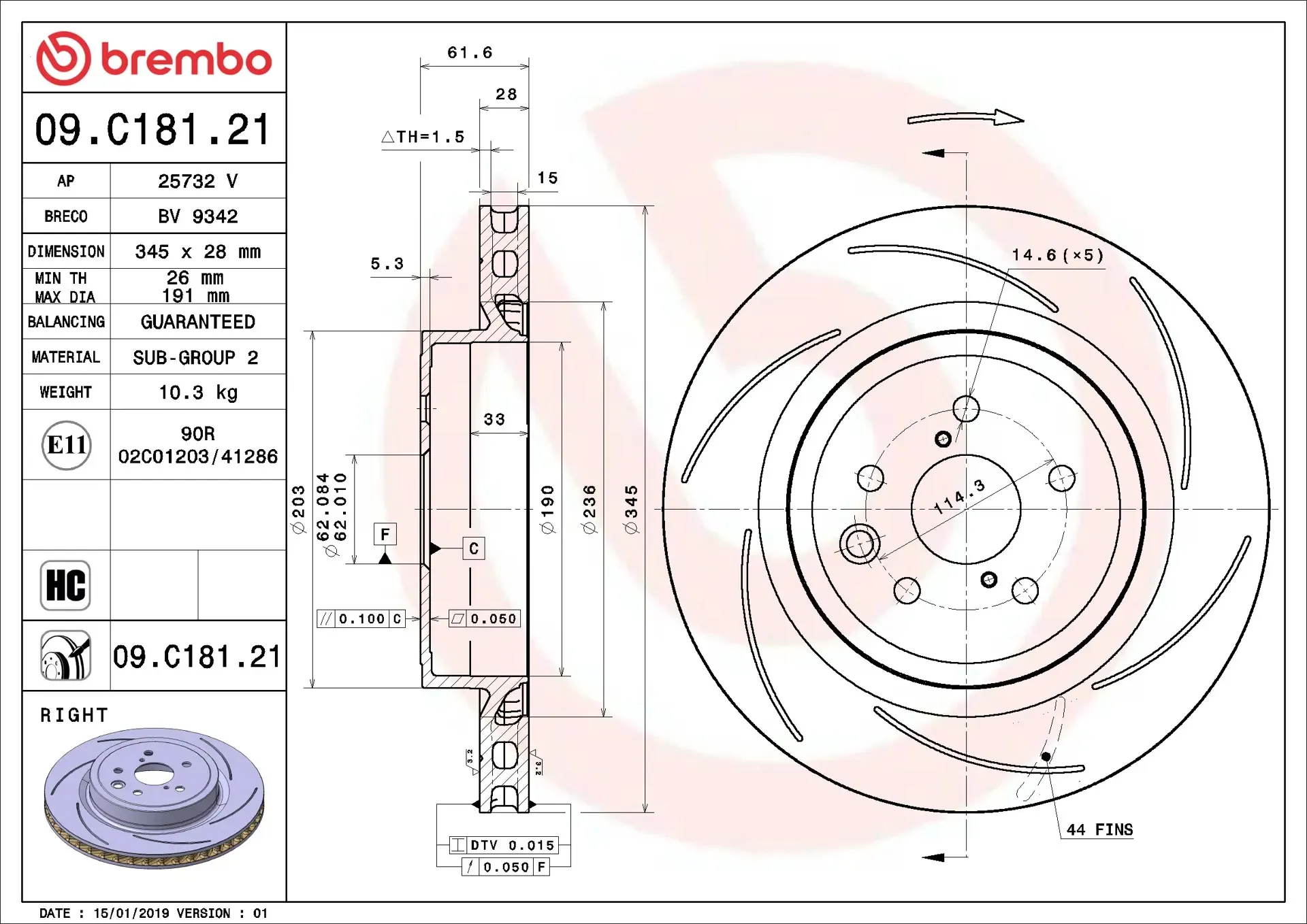 Тормозной диск Brembo 09.C181.21 — фото 4