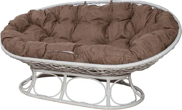 Диван садовый M-Group Мамасан Home / 12880105 (белый ротанг/какао подушка)