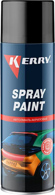 Эмаль автомобильная Kerry Акриловая KR-612 (650мл, матовый черный 601, RAL 9005)