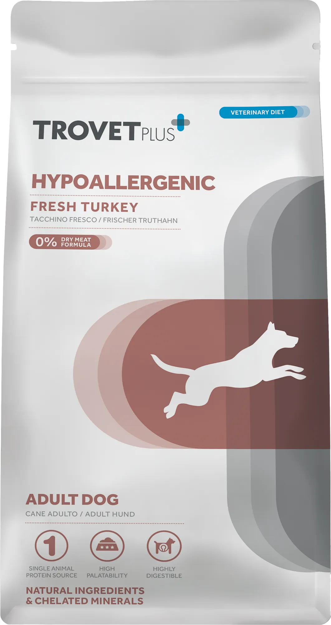 Сухой ветеринарный корм для собак Trovet Plus Adult Dog Hypoallergenic Fresh Turkey (10кг)