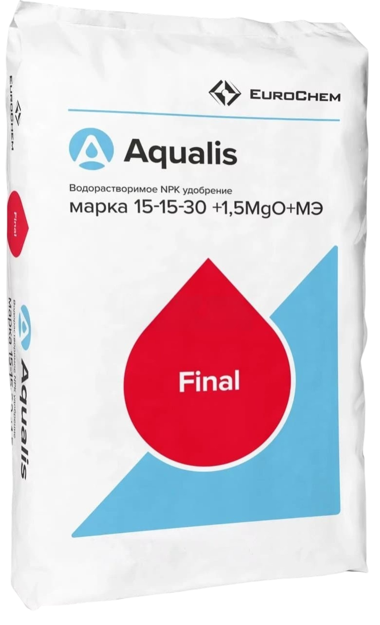 Удобрение Aqualis NPK Водорастворимое 15:15:30+1.5MgO+МЭ (25кг)