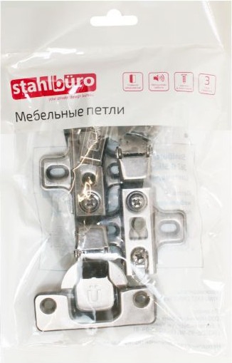 Комплект петель мебельных StahlBuro 362 В Slide-On (2шт, черный) — фото 3