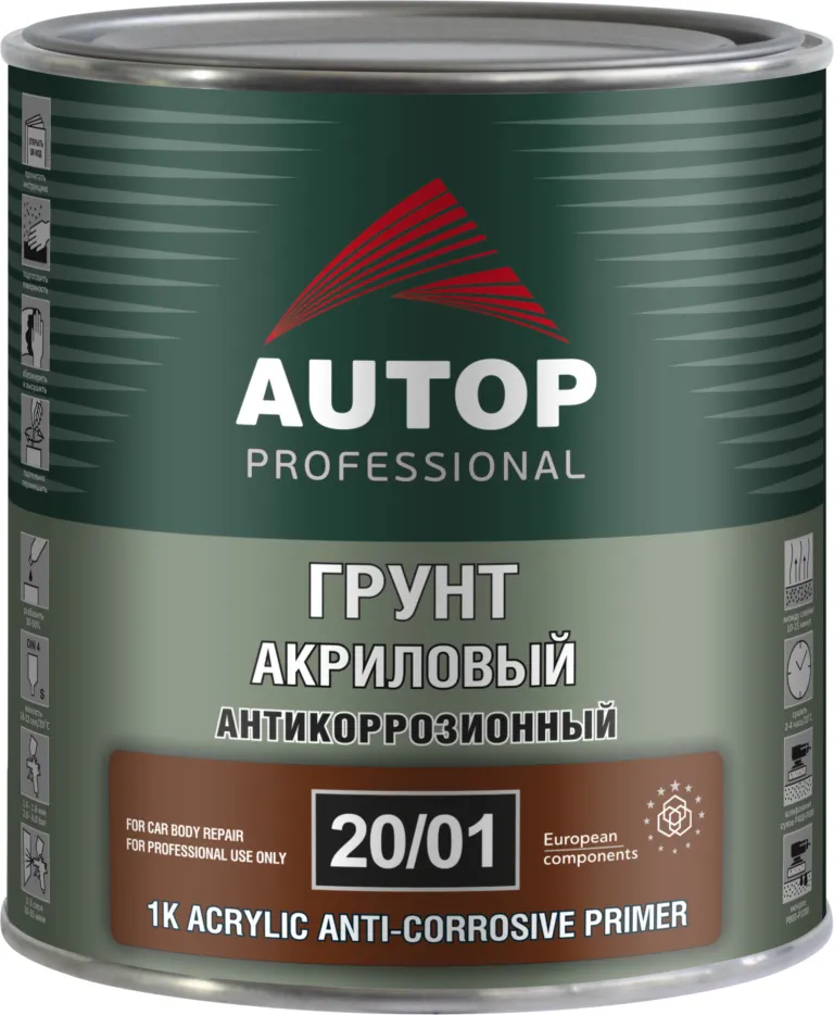 Грунтовка автомобильная AUTOP Антикоррозионная акриловая ATP-PR20/01-08/P3 (1кг, серый)