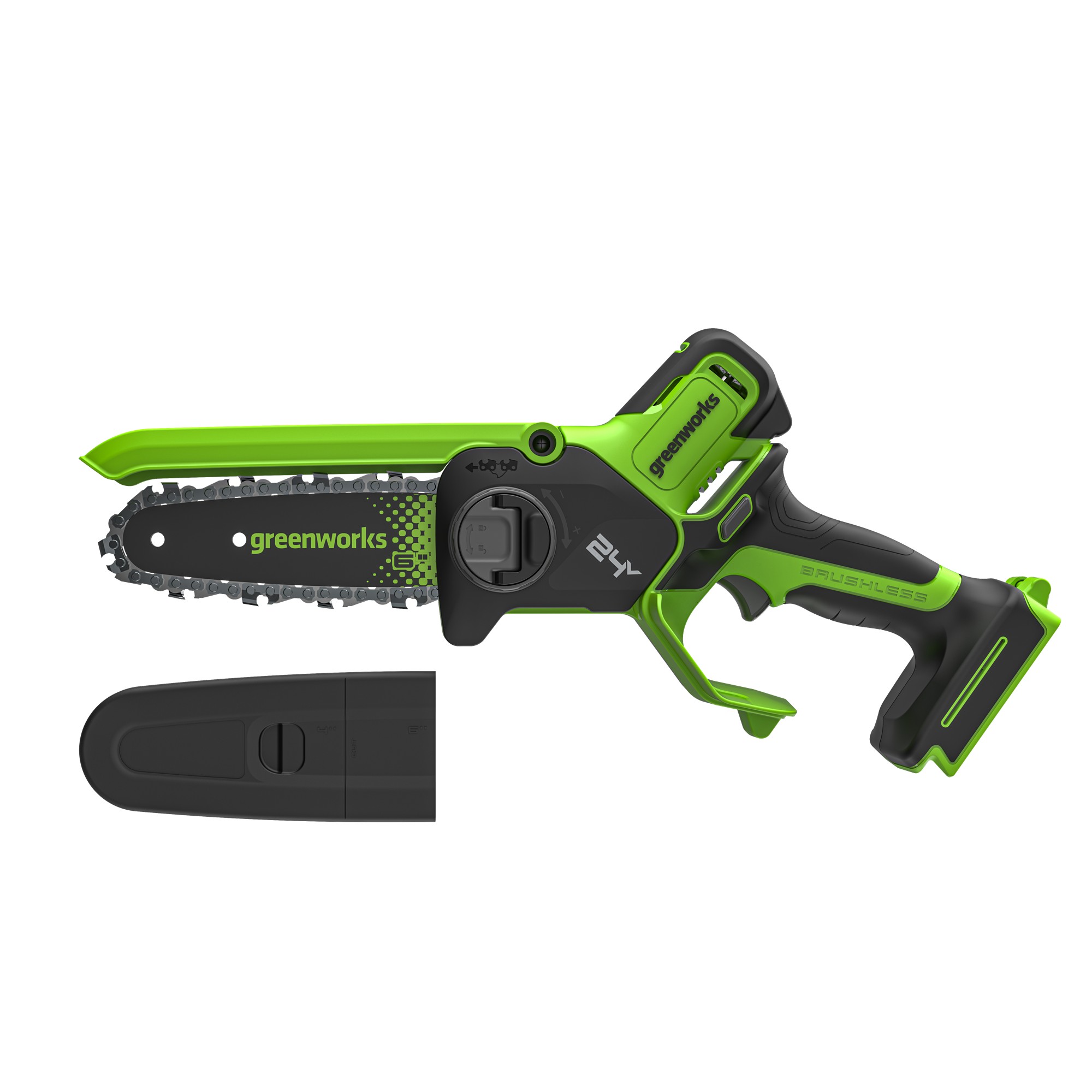 Пила цепная аккумуляторная Greenworks GD24CS15 бесщеточная 24V 15см / 2010107 (без АКБ и ЗУ, с автоматической смазкой цепи) — фото 4