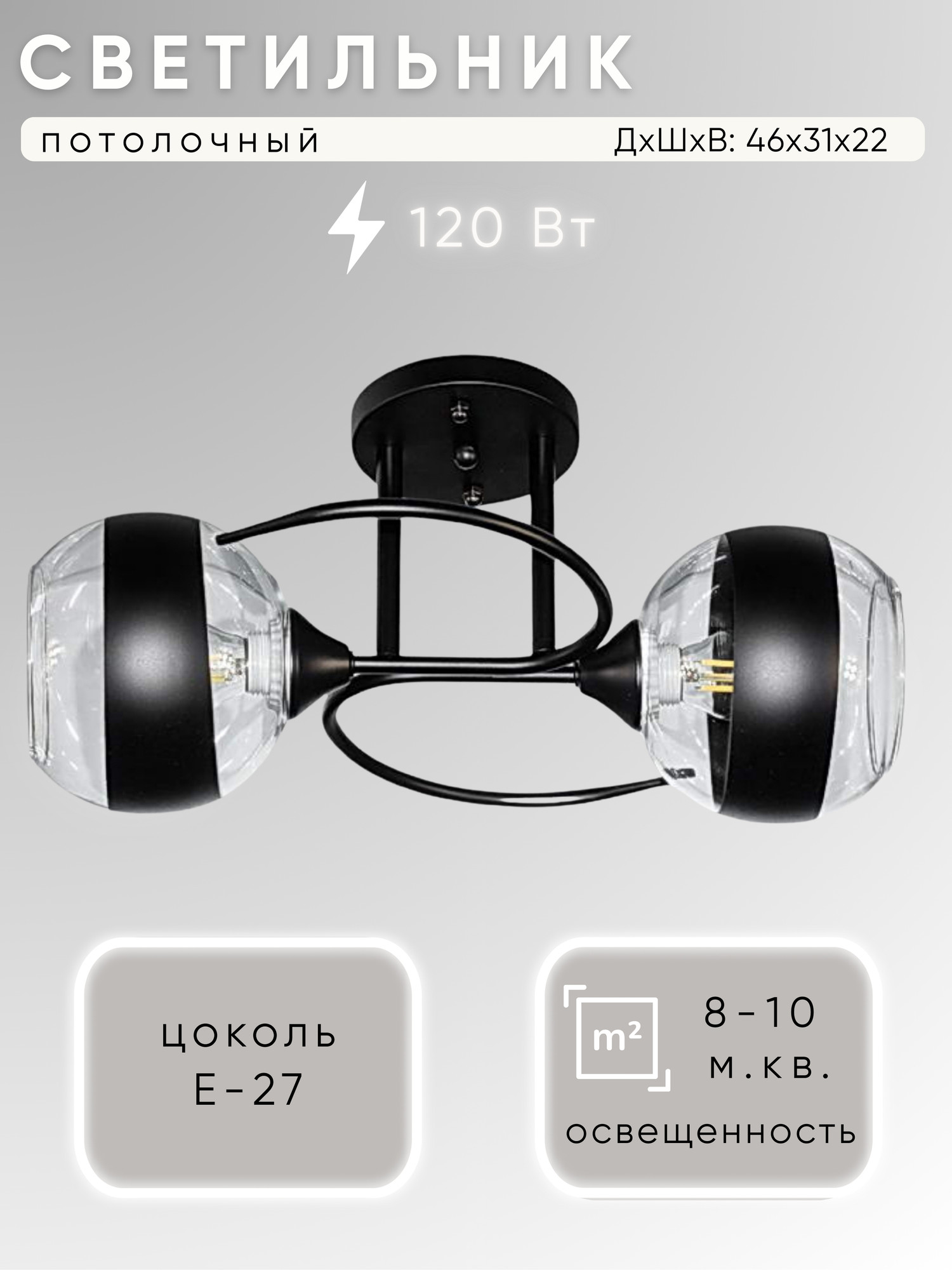 Потолочный светильник Aitin-Pro НПБ 02-2x60-101 / 6272/2 (черный)