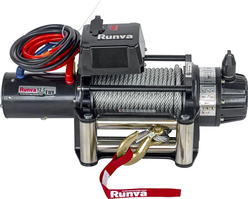Лебедка электрическая Runva 12V Runva 12500 lbs 5670кг / EWB12500S (стальной трос)