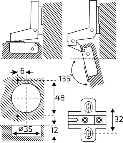 Комплект петель мебельных StahlBuro 362 C Slide-On (2шт, черный) — фото 4