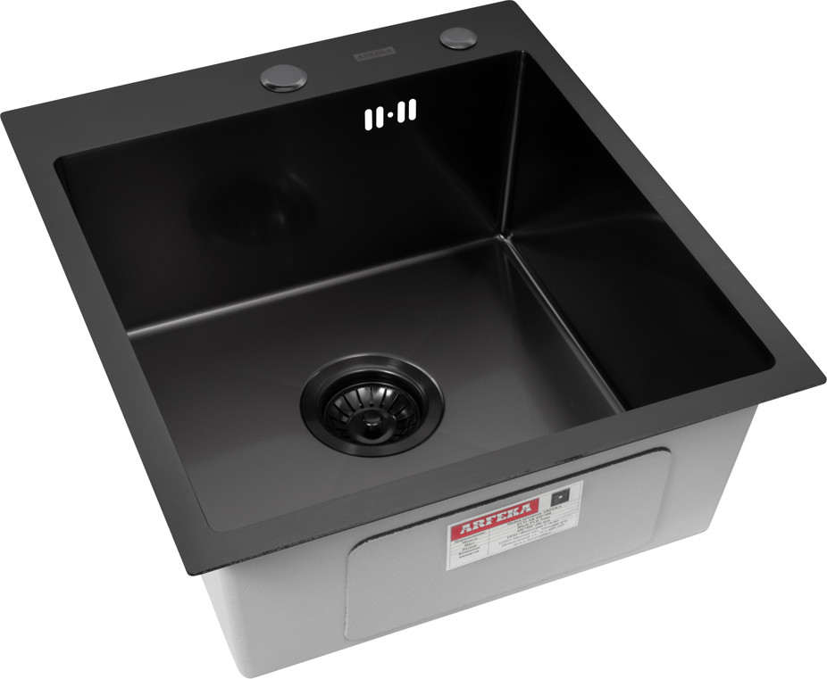 Мойка кухонная Arfeka Eco AR 45x50 + RM AR + DS AR (черный, с аксессуарами) — фото 4