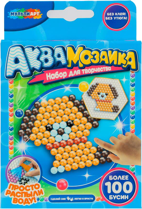 Развивающая игра MultiArt Аквамозаика 100 бусин собака / AB-100DOG