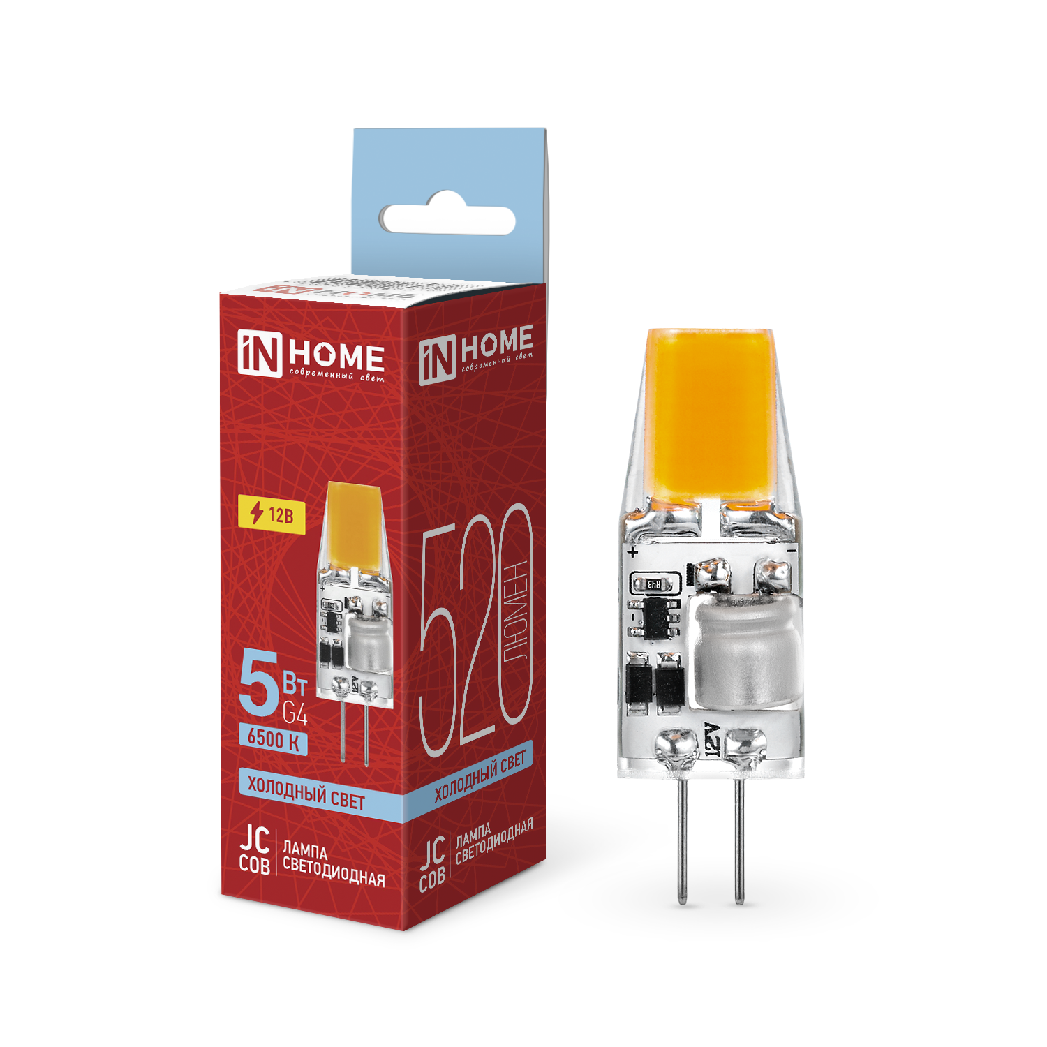 Лампа INhome LED-JC-COB 5Вт 12В G4 6500К 520Лм / 4690612060279