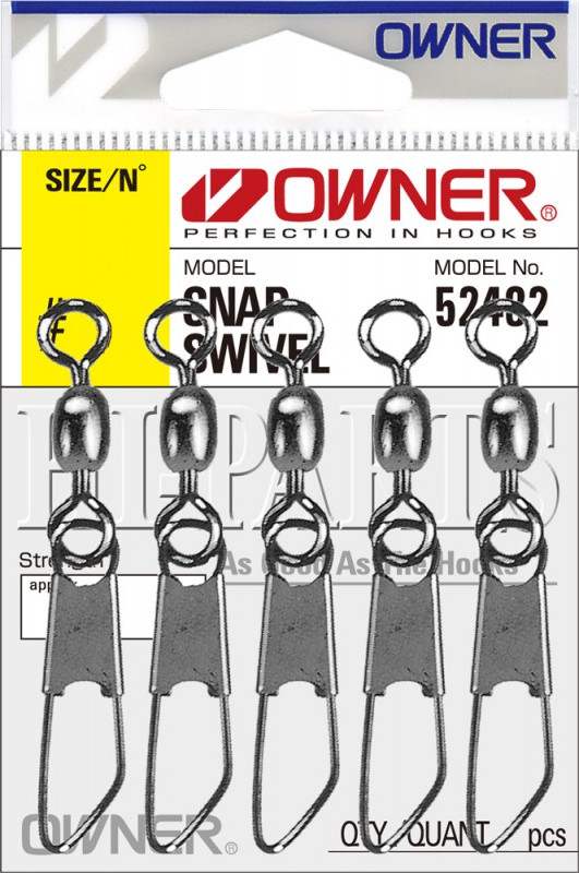 Набор вертлюгов рыболовных Owner Snap Swivel №2/0 / 52482-2-0 (4шт)