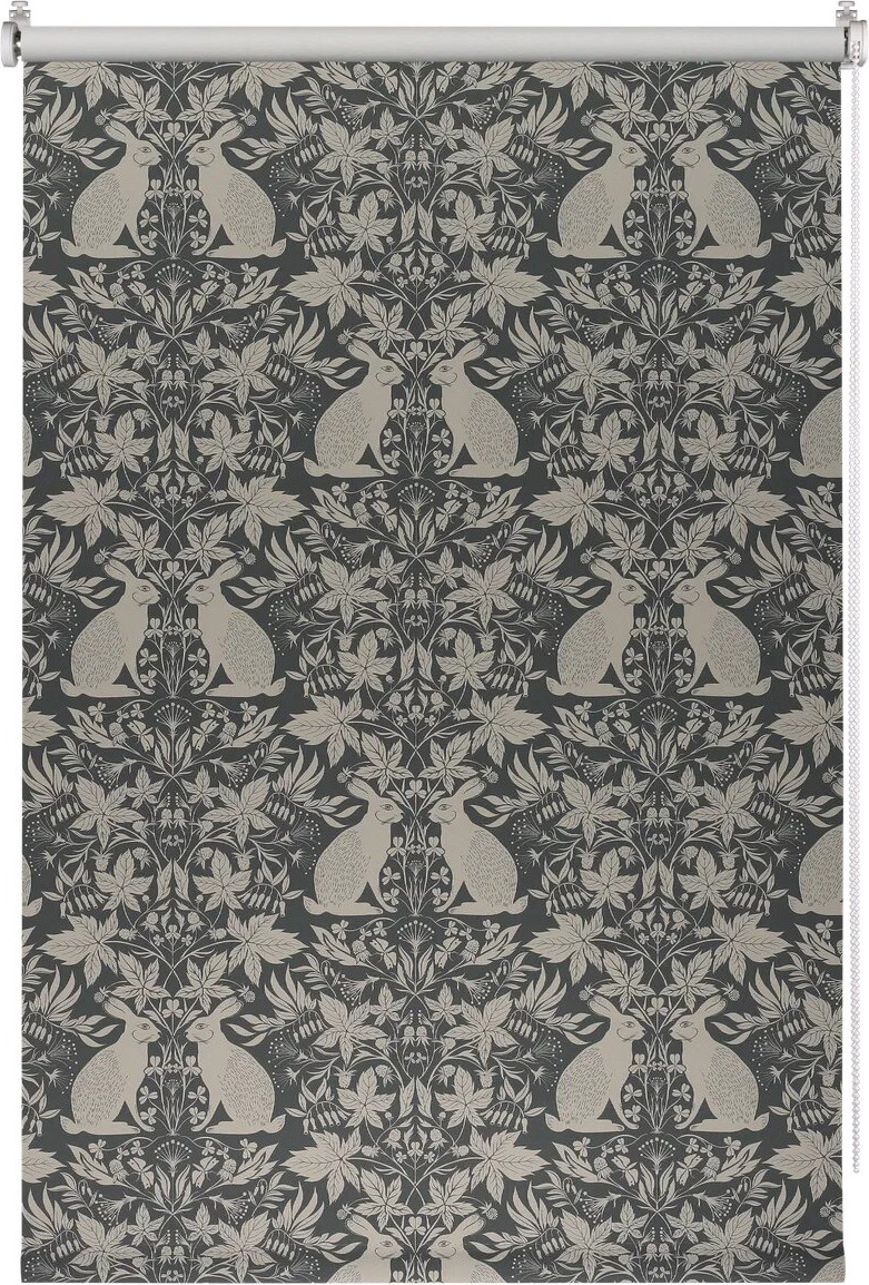 Рулонная штора Franc Gardiner Blackout Print Зайцы ежевика 45x160 / 9403218776 (серо-голубой)