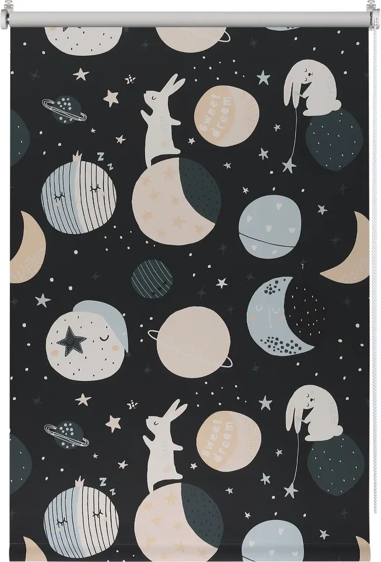 Рулонная штора Franc Gardiner Blackout Print Лунный заяц 90x160 / 9403218166 (черный)