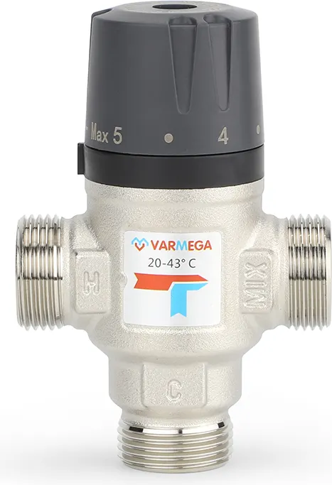 Клапан термостатический Varmega НР 1" 20-43 Kvs 1.6 / VM17303 (боковое смешение)