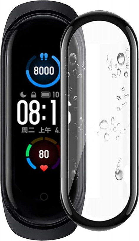 Защитное стекло для умных часов Rumi Hybrid для Xiaomi Mi Smart Band 6/Mi Band 5 (черная рамка) — фото 1